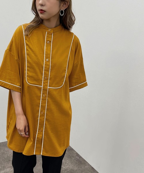 apres jour mignon(アプレジュールミニョン)の「パイピングヨークバンドシャツ【ZOZOTOWN限定アイテム】(シャツ/ブラウス・レディース・ブラック/オレンジ/オフホワイト/その他・X-LARGE/フリー)」の5枚目の写真
