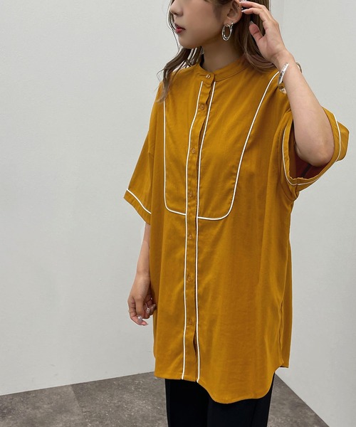 apres jour mignon(アプレジュールミニョン)の「パイピングヨークバンドシャツ【ZOZOTOWN限定アイテム】(シャツ/ブラウス・レディース・ブラック/オレンジ/オフホワイト/その他・X-LARGE/フリー)」の6枚目の写真