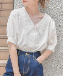 【ZOZOTOWN限定】フラワーレース衿ブラウス