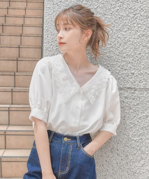 one after another NICE CLAUP(ワンアフターアナザーナイスクラップ)の「【ZOZOTOWN限定】フラワーレース衿ブラウス(シャツ/ブラウス・レディース・オフホワイト/ホワイト系その他/ブラック・FREE)」の12枚目の写真