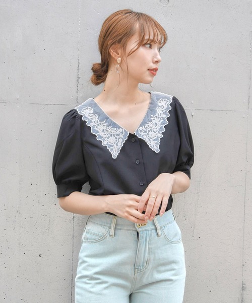 one after another NICE CLAUP(ワンアフターアナザーナイスクラップ)の「【ZOZOTOWN限定】フラワーレース衿ブラウス(シャツ/ブラウス・レディース・オフホワイト/ホワイト系その他/ブラック・FREE)」の20枚目の写真