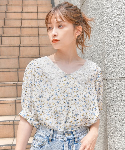 one after another NICE CLAUP(ワンアフターアナザーナイスクラップ)の「【ZOZOTOWN限定】フラワーレース衿ブラウス(シャツ/ブラウス・レディース・オフホワイト/ホワイト系その他/ブラック・FREE)」の13枚目の写真