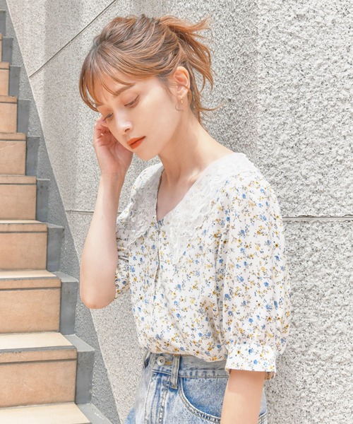 one after another NICE CLAUP(ワンアフターアナザーナイスクラップ)の「【ZOZOTOWN限定】フラワーレース衿ブラウス(シャツ/ブラウス・レディース・オフホワイト/ホワイト系その他/ブラック・FREE)」の8枚目の写真