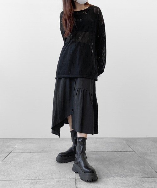 minsobi（ミンソビ）の「厚底ソックスブーツ　　スキンブーツ（ブーツ・レディース・ブラック・24cm/23㎝/23.5cm/24.5cm/22.5㎝/25cm）」の4枚目の写真