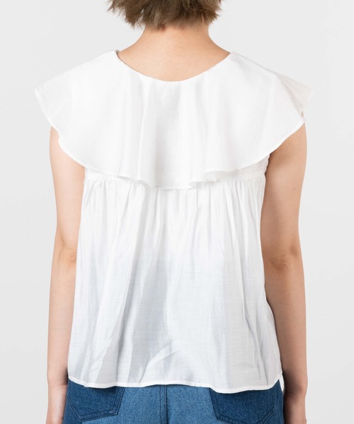 DuKKah（デュカ）の「Dukkah/【低身長向け】2wayビッグカラーノースリーブブラウス（シャツ/ブラウス・レディース・ホワイト/ピンク・X-SMALL）」の12枚目の写真