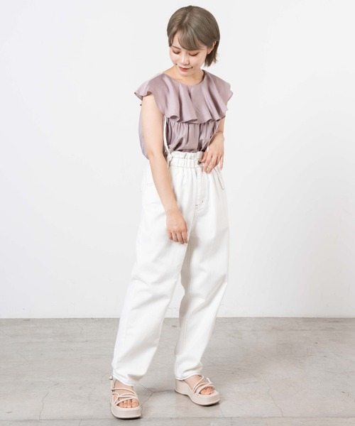 DuKKah（デュカ）の「Dukkah/【低身長向け】2wayビッグカラーノースリーブブラウス（シャツ/ブラウス・レディース・ホワイト/ピンク・X-SMALL）」の7枚目の写真