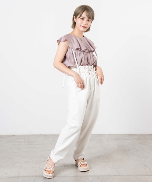 DuKKah（デュカ）の「Dukkah/【低身長向け】2wayビッグカラーノースリーブブラウス（シャツ/ブラウス・レディース・ホワイト/ピンク・X-SMALL）」の8枚目の写真