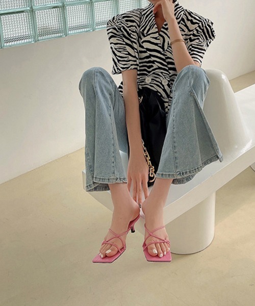 HALEY PESCA(ヘーリーペスカ)の「HALEY PESCA/スクエアトゥ ストラップローヒールサンダル(サンダル・レディース・ホワイト/ブラック/パープル/ピンク・36/38/40)」の20枚目の写真