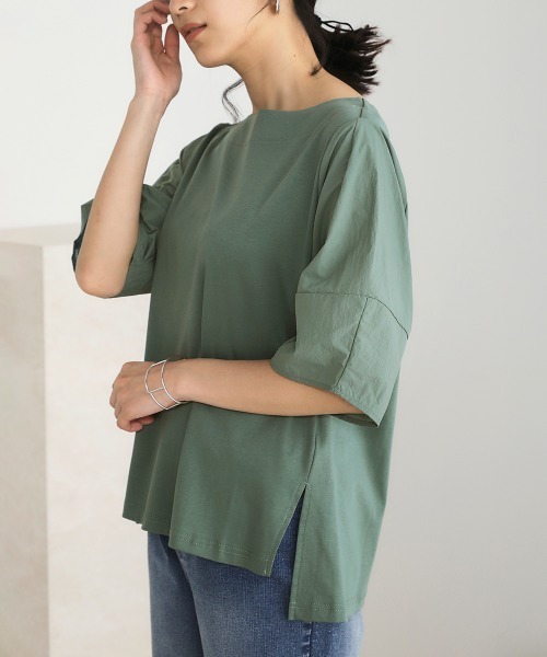 Bou Jeloud(ブージュルード)の「【綿100%】綿シルケット◆袖コンシャスTOPS(Tシャツ/カットソー・レディース・ブラック/ベージュ/オフホワイト/グリーン・FREE)」の19枚目の写真