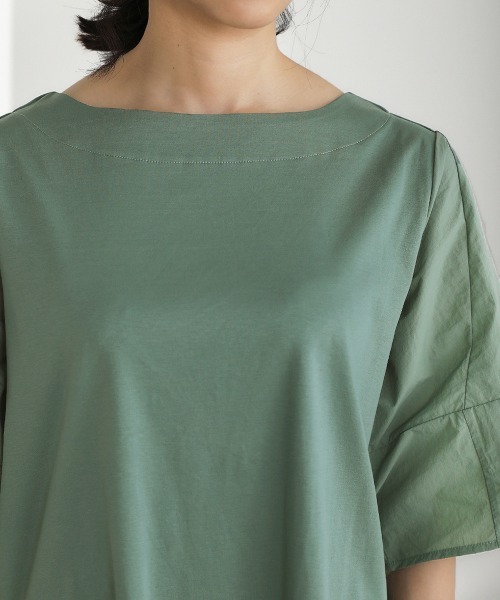 Bou Jeloud(ブージュルード)の「【綿100%】綿シルケット◆袖コンシャスTOPS(Tシャツ/カットソー・レディース・ブラック/ベージュ/オフホワイト/グリーン・FREE)」の20枚目の写真