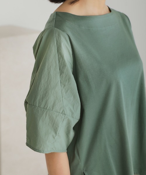 Bou Jeloud(ブージュルード)の「【綿100%】綿シルケット◆袖コンシャスTOPS(Tシャツ/カットソー・レディース・ブラック/ベージュ/オフホワイト/グリーン・FREE)」の21枚目の写真