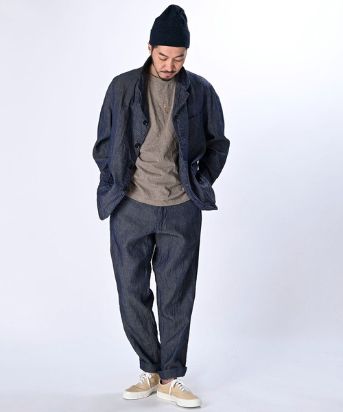 5205【美品】45R サルエルパンツ リネン 綿麻ざっくりデニムのポッポパンツ 5205【美品】45R サルエルパンツ リネン 綿麻ざっくりデニムの