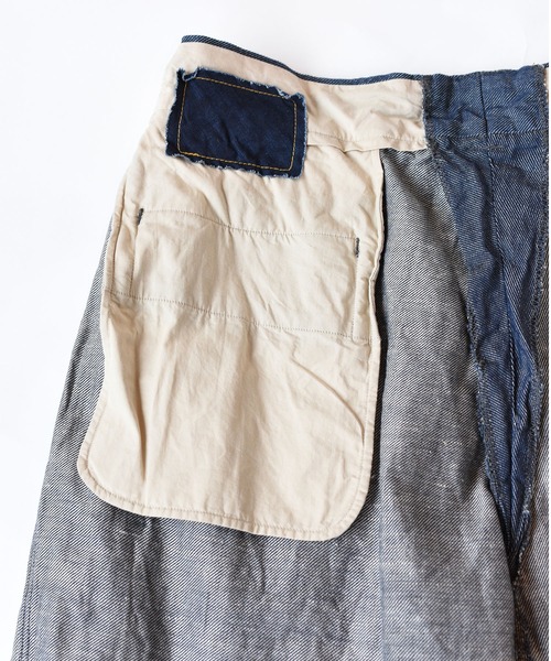5205【美品】45R サルエルパンツ リネン 綿麻ざっくりデニムのポッポパンツ 5205【美品】45R サルエルパンツ リネン 綿麻ざっくりデニムの