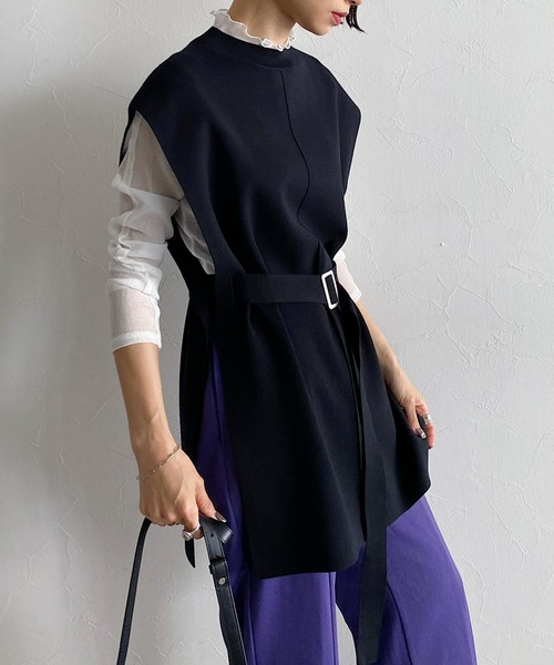 PAGEBOY（ページボーイ）の「スローサイズニットベスト（ベスト・レディース・オフホワイト/ブラック/ブラウン系その他・FREE）」の4枚目の写真