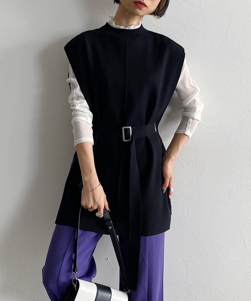 PAGEBOY（ページボーイ）の「スローサイズニットベスト（ベスト・レディース・オフホワイト/ブラック/ブラウン系その他・FREE）」の5枚目の写真