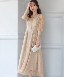 PourVous（プールヴー）の「結婚式 パーティードレス 袖ありとミモレ丈vネックボタンお呼ばれフォーマルオケージョンドレス 二次会 成人式（ドレス）」