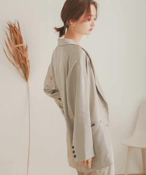 SENSE OF PLACE by URBAN RESEARCH（センスオブプレイスバイアーバンリサーチ）の「サテンリラックステーラージャケット（その他アウター・レディース・カーキ/モカ/ライトベージュ・ONE）」の14枚目の写真