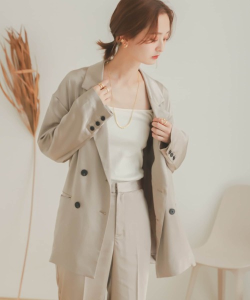 SENSE OF PLACE by URBAN RESEARCH（センスオブプレイスバイアーバンリサーチ）の「サテンリラックステーラージャケット（その他アウター・レディース・カーキ/モカ/ライトベージュ・ONE）」の9枚目の写真