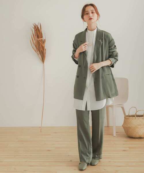 SENSE OF PLACE by URBAN RESEARCH（センスオブプレイスバイアーバンリサーチ）の「サテンリラックステーラージャケット（その他アウター・レディース・カーキ/モカ/ライトベージュ・ONE）」の15枚目の写真