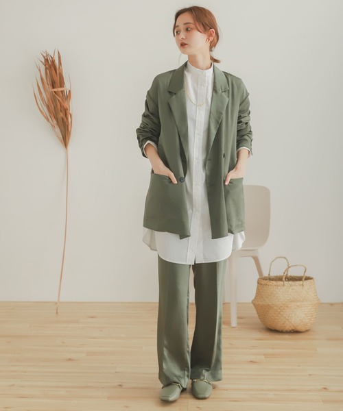 SENSE OF PLACE by URBAN RESEARCH（センスオブプレイスバイアーバンリサーチ）の「サテンリラックステーラージャケット（その他アウター・レディース・カーキ/モカ/ライトベージュ・ONE）」の5枚目の写真