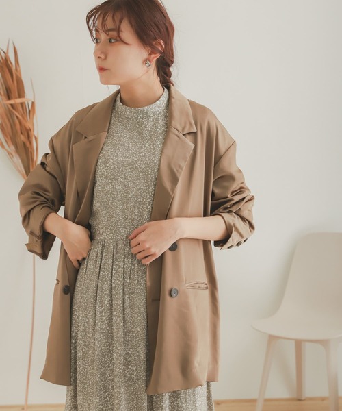 SENSE OF PLACE by URBAN RESEARCH（センスオブプレイスバイアーバンリサーチ）の「サテンリラックステーラージャケット（その他アウター・レディース・カーキ/モカ/ライトベージュ・ONE）」の16枚目の写真