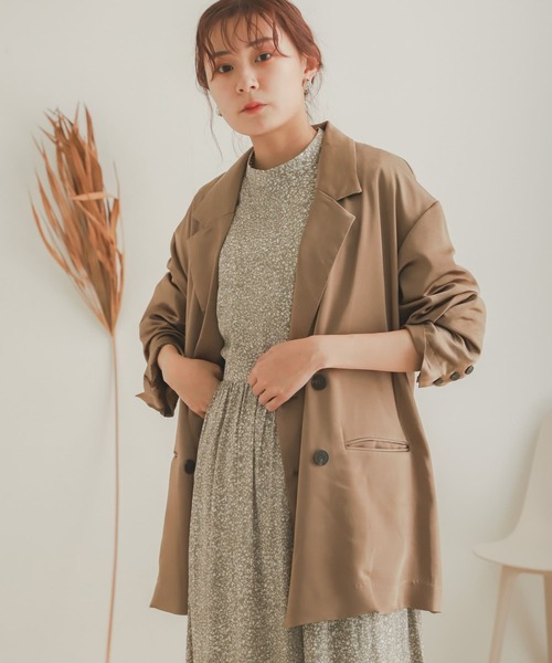 SENSE OF PLACE by URBAN RESEARCH（センスオブプレイスバイアーバンリサーチ）の「サテンリラックステーラージャケット（その他アウター・レディース・カーキ/モカ/ライトベージュ・ONE）」の11枚目の写真