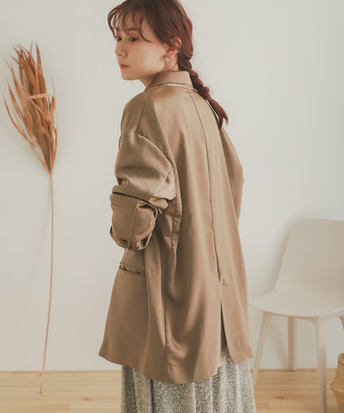 SENSE OF PLACE by URBAN RESEARCH（センスオブプレイスバイアーバンリサーチ）の「サテンリラックステーラージャケット（その他アウター・レディース・カーキ/モカ/ライトベージュ・ONE）」の6枚目の写真