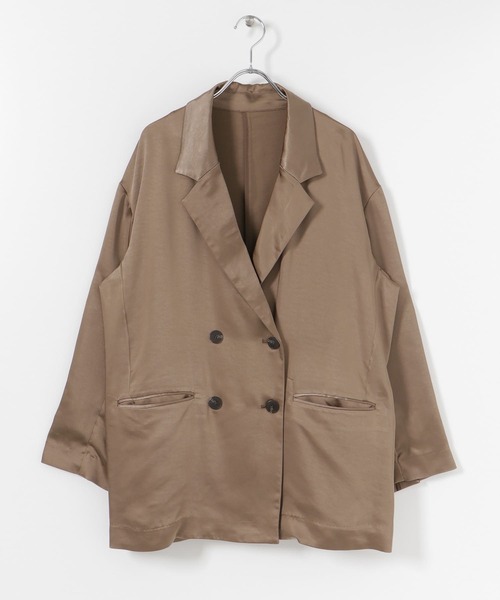 SENSE OF PLACE by URBAN RESEARCH（センスオブプレイスバイアーバンリサーチ）の「サテンリラックステーラージャケット（その他アウター・レディース・カーキ/モカ/ライトベージュ・ONE）」の8枚目の写真