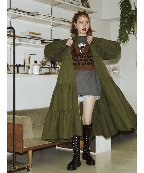 jouetie（ジュエティ）の「オータムティアードトレンチワンピース（ワンピース・レディース・カーキ/ベージュ/ブラック/ライトブルー・MEDIUM）」の5枚目の写真