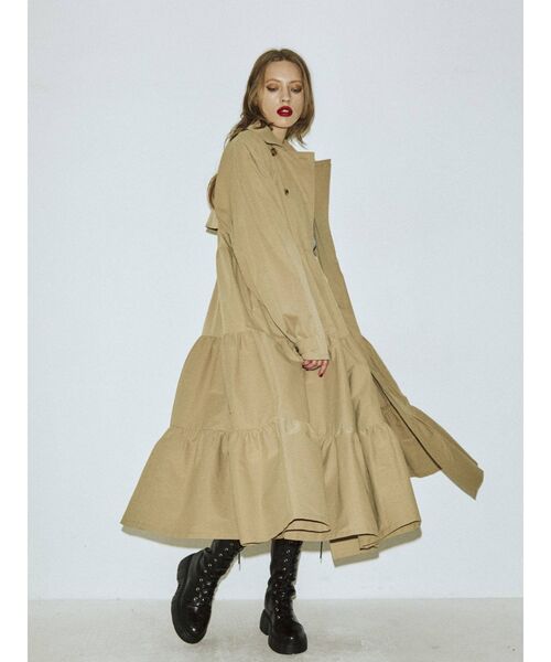 jouetie（ジュエティ）の「オータムティアードトレンチワンピース（ワンピース・レディース・カーキ/ベージュ/ブラック/ライトブルー・MEDIUM）」の6枚目の写真
