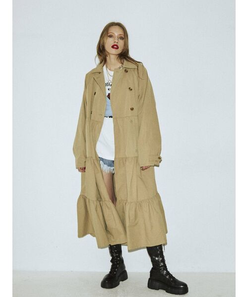 jouetie（ジュエティ）の「オータムティアードトレンチワンピース（ワンピース・レディース・カーキ/ベージュ/ブラック/ライトブルー・MEDIUM）」の7枚目の写真