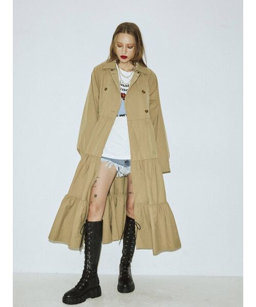 jouetie（ジュエティ）の「オータムティアードトレンチワンピース（ワンピース・レディース・カーキ/ベージュ/ブラック/ライトブルー・MEDIUM）」の8枚目の写真