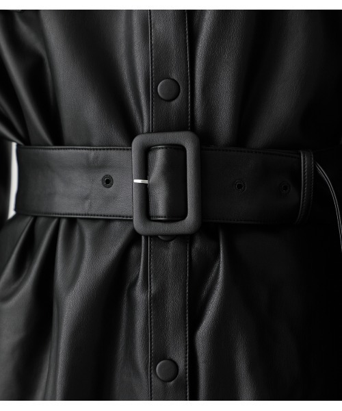 AZUL by moussy（アズールバイマウジー）の「FAUX LEATHER SHIRT JACKET/フェイクレザーシャツジャケット（その他アウター・レディース・ブラック/ダークグリーン・SMALL/MEDIUM）」の8枚目の写真