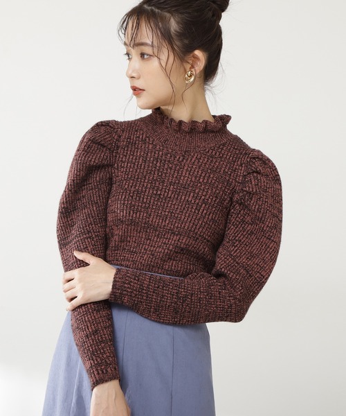 N.（N. Natural Beauty Basic）（エヌエヌナチュラルビューティーベーシック）の「◆メランジフリルネックニット（ニット/セーター・レディース・クリーム/イエロー/レッド・MEDIUM）」の3枚目の写真