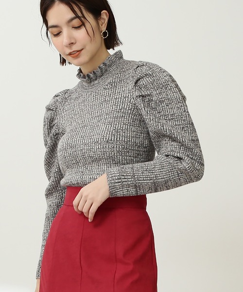 N.（N. Natural Beauty Basic）（エヌエヌナチュラルビューティーベーシック）の「◆メランジフリルネックニット（ニット/セーター・レディース・クリーム/イエロー/レッド・MEDIUM）」の2枚目の写真