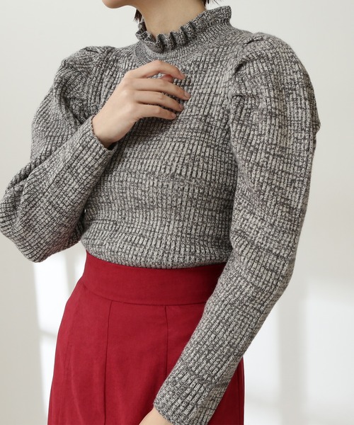 N.（N. Natural Beauty Basic）（エヌエヌナチュラルビューティーベーシック）の「◆メランジフリルネックニット（ニット/セーター・レディース・クリーム/イエロー/レッド・MEDIUM）」の4枚目の写真