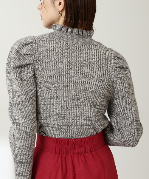 N.（N. Natural Beauty Basic）（エヌエヌナチュラルビューティーベーシック）の「◆メランジフリルネックニット（ニット/セーター・レディース・クリーム/イエロー/レッド・MEDIUM）」の5枚目の写真