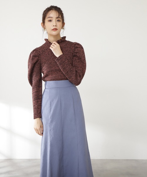 N.（N. Natural Beauty Basic）（エヌエヌナチュラルビューティーベーシック）の「◆メランジフリルネックニット（ニット/セーター・レディース・クリーム/イエロー/レッド・MEDIUM）」の12枚目の写真