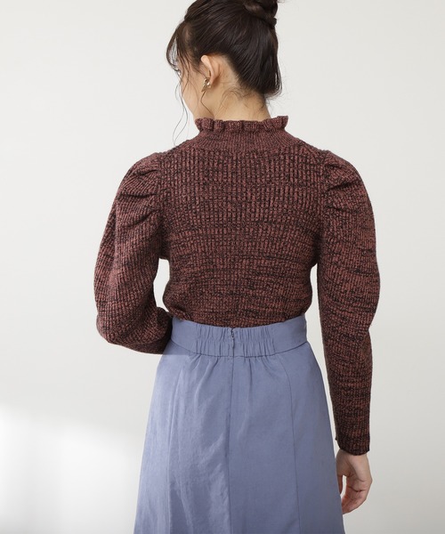 N.（N. Natural Beauty Basic）（エヌエヌナチュラルビューティーベーシック）の「◆メランジフリルネックニット（ニット/セーター・レディース・クリーム/イエロー/レッド・MEDIUM）」の8枚目の写真