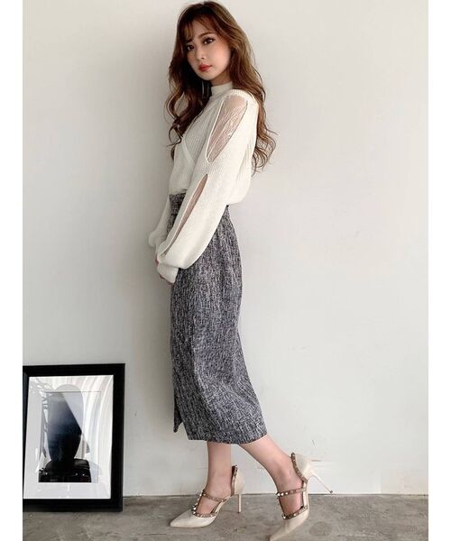RESEXXY(リゼクシー)の「ツイードタイトスカート(スカート・レディース・ホワイト/ブラック/ベージュ・FREE)」の6枚目の写真