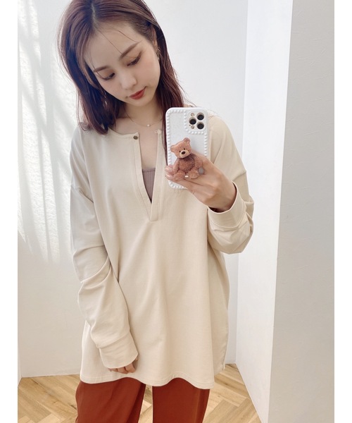 jumelle（ジュメロ）の「キーネックトップ（Tシャツ/カットソー・レディース・ブラック/ベージュ/ピンク/ミント・FREE）」の3枚目の写真