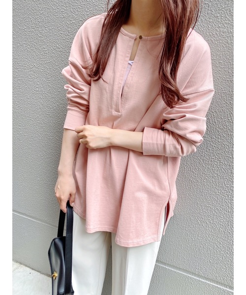 jumelle（ジュメロ）の「キーネックトップ（Tシャツ/カットソー・レディース・ブラック/ベージュ/ピンク/ミント・FREE）」の4枚目の写真