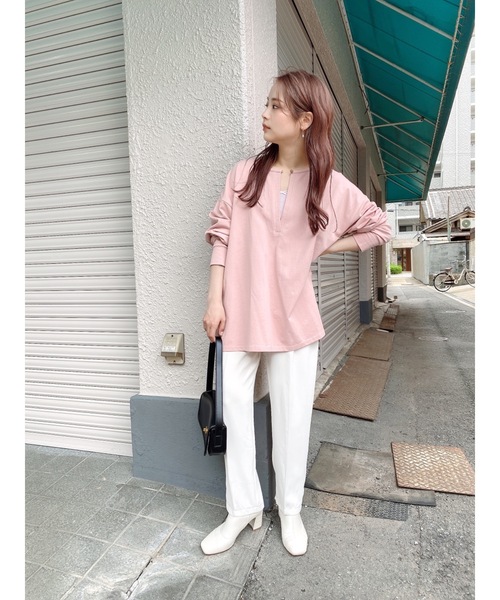 jumelle（ジュメロ）の「キーネックトップ（Tシャツ/カットソー・レディース・ブラック/ベージュ/ピンク/ミント・FREE）」の6枚目の写真