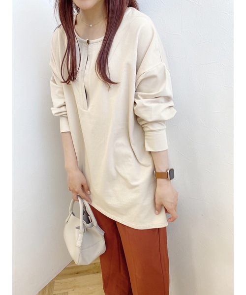 jumelle（ジュメロ）の「キーネックトップ（Tシャツ/カットソー・レディース・ブラック/ベージュ/ピンク/ミント・FREE）」の9枚目の写真