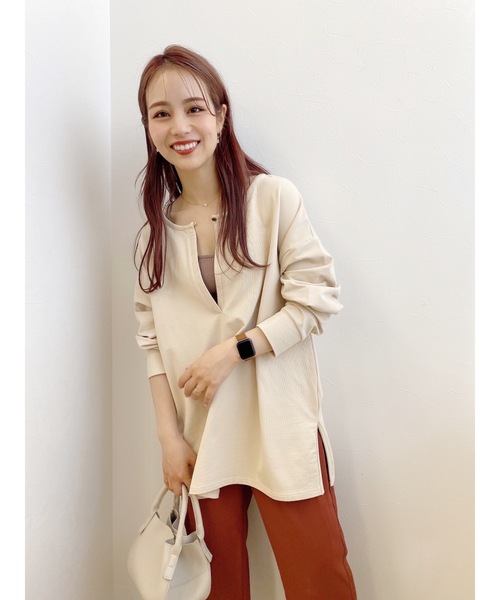 jumelle（ジュメロ）の「キーネックトップ（Tシャツ/カットソー・レディース・ブラック/ベージュ/ピンク/ミント・FREE）」の5枚目の写真