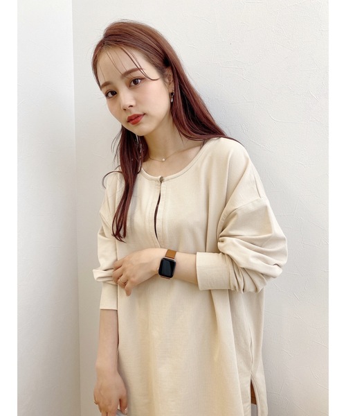 jumelle（ジュメロ）の「キーネックトップ（Tシャツ/カットソー・レディース・ブラック/ベージュ/ピンク/ミント・FREE）」の14枚目の写真