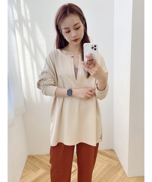 jumelle（ジュメロ）の「キーネックトップ（Tシャツ/カットソー・レディース・ブラック/ベージュ/ピンク/ミント・FREE）」の10枚目の写真