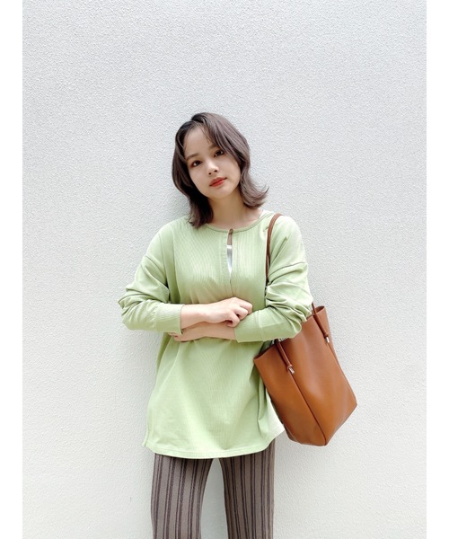 jumelle（ジュメロ）の「キーネックトップ（Tシャツ/カットソー・レディース・ブラック/ベージュ/ピンク/ミント・FREE）」の11枚目の写真