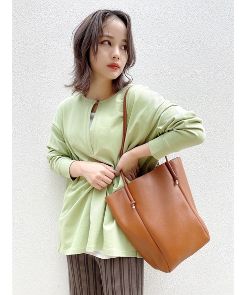 jumelle（ジュメロ）の「キーネックトップ（Tシャツ/カットソー・レディース・ブラック/ベージュ/ピンク/ミント・FREE）」の7枚目の写真