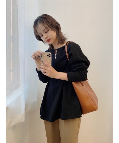 jumelle（ジュメロ）の「キーネックトップ（Tシャツ/カットソー・レディース・ブラック/ベージュ/ピンク/ミント・FREE）」の16枚目の写真